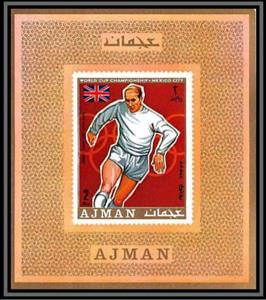 Mini Sheet, Sir Robert „Bobby“ Charlton (*1937), England, Ajman,  , Athletes, Football (Soccer), Sports