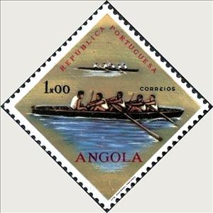 Stamp, Rowing, Angola,  , Ships, Sport, Aquatic Sports, Rowing Boats, Rowing