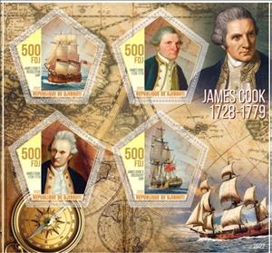 Mini Sheet, Great People James Cook, Cinderellas,  , Explorers, Sailing Ships, Ships