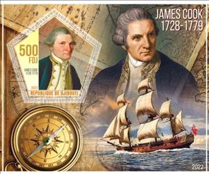 Souvenir Sheet, Great People James Cook, Cinderellas,  , Explorers, Sailing Ships, Ships