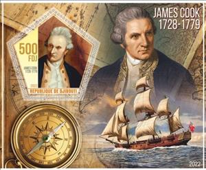 Souvenir Sheet, Great People James Cook, Cinderellas,  , Explorers, Sailing Ships, Ships
