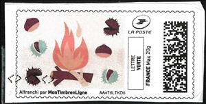 Stamp, Autumn. Bonfires and Nuts, France- Personalized stamps,  , Autumn, Nuts