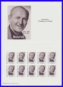 Mini Sheet, Bourvil, France- Personalized stamps,  , Actors, Famous People