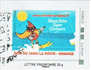 Stamp, Don du Sang La Poste Orange, France- Personalized stamps,  , Healthcare