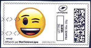 Stamp, Winking Emoji, France- Personalized stamps,  , Cartoons