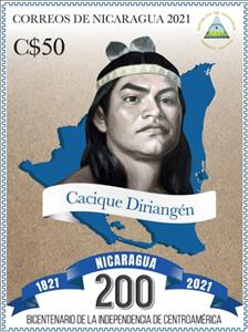 Stamp, Cacique Diriangén, Nicaragua,  , Famous People, Independency Activists, Maps, Tribal Chiefs and Caciques