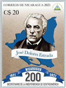 Stamp, José Dolores Estrada, Nicaragua,  , Famous People, Independency Activists, Maps