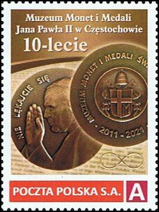 Stamp, 10th anniversary of the Museum of Coins and Medals of John P, Personalized and Private Mail Stamps,  , Museums, Popes