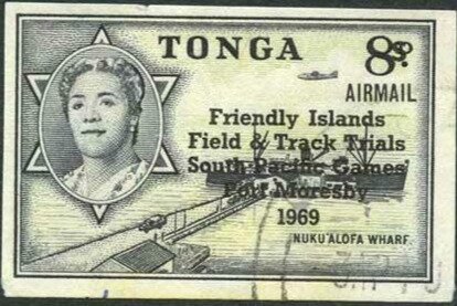 Stamp, 8s On 8d, Tonga,  