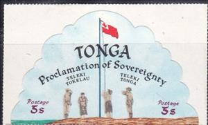 Stamp, Proclamation of Sovereignty - flag raising, Tonga,  