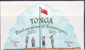 Stamp, Proclamation of Sovereignty - flag raising, Tonga,  