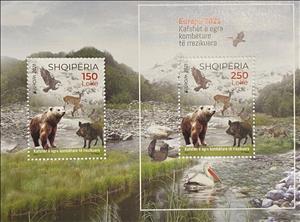 Booklet Pane, Europa 2021, Albania,  , Animals (Fauna), Bears, Deer, Eagles, Environment Protection, Rabbits