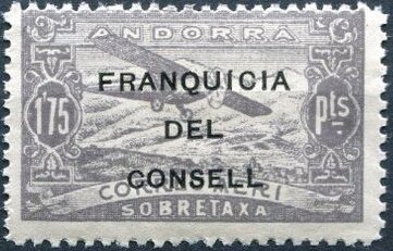 Stamp, Landscape - overprinted, Andorra, Spanish Administration,  , Landscapes