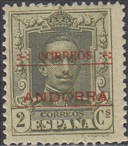 Stamp, Overprint, Andorra, Spanish Administration,  , Crowns and Coronets, Famous People, Heads of State, Kings, Men, Royalty