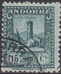 Stamp, Sta. Coloma, Andorra, Spanish Administration,  , Buildings, Churches - Cathedrals - Basilicas - Chapels, Towers