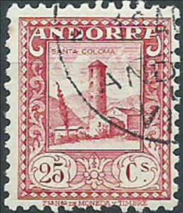 Stamp, Sta. Coloma, Andorra, Spanish Administration,  , Buildings, Churches - Cathedrals - Basilicas - Chapels, Towers