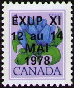 Stamp, Bottle Gentian (Gentiana andrewsii) overprinted, Canada,  , Flowers, Plants (Flora)