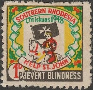 Stamp, Help St. John - Prevent Blindness, Cinderellas,  , Animals (Fauna), Christmas, Disabled, Flags, Horses, Knights, Mammals, Order of Hospitallers of Malta