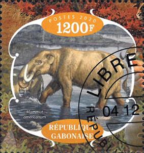 Stamp, Prehistory - Mammut americanum, Cinderellas,  , Prehistorical Animals