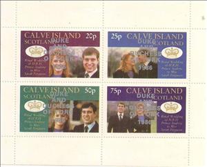 Mini Sheet, Royal Wedding of H.R.H. Prince Andrew to Miss Sarah Fer, Cinderellas,  , Men, Princes, Royalty, Weddings, Women