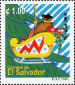 Stamp, Sleigh, El Salvador,  , Christmas, Sledges
