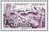 Design of Mount Pelé, Martinique: Stamp of 1955
