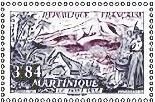 Design of Mount Pelé, Martinique: Stamp of 1955