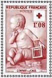 Stamp, Design of Red Cross: Stamp of 1955, France,  , Children, Children's Play, Red Cross and Red Crescent