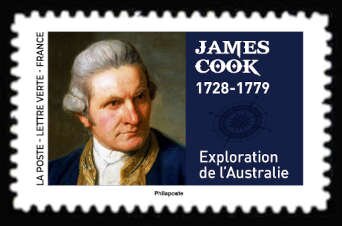 Stamp, James Cook, France,  , Explorers