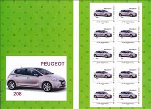 Booklet, Peugeot 208, France- Personalized stamps,  , Cars