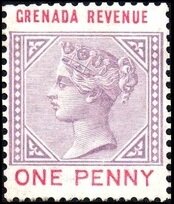 Stamp, Queen Victoria (1819-1901), Grenada- Revenue Stamps,  , Crowns and Coronets, Famous People, Heads of State, Queens, Royalty, Women