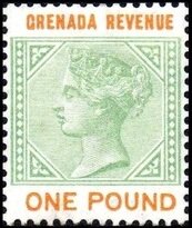 Stamp, Queen Victoria (1819-1901), Grenada- Revenue Stamps,  , Crowns and Coronets, Famous People, Heads of State, Queens, Royalty, Women