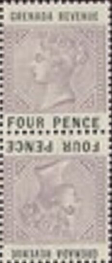 Tete-Beche, Queen Victoria (1819-1901), Grenada- Revenue Stamps,  , Crowns and Coronets, Famous People, Heads of State, Queens, Royalty, Women