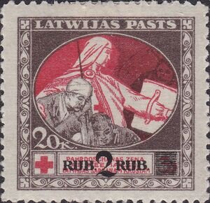 Stamp, Red cross, Latvia,  , Red Cross and Red Crescent