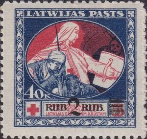 Stamp, Red cross, Latvia,  , Red Cross and Red Crescent
