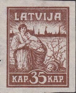 Stamp, Relief for Riga, Latvia,  , Townscapes / City Views, Women