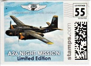 Stamp, A26 Night Mission Limited Edition Commemoative Air Force, Personalized and Private Mail Stamps,  , Air Forces, Aircraft