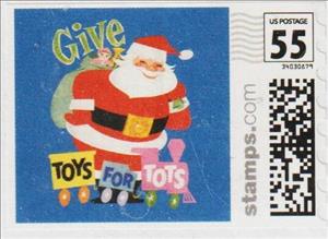 Stamp, Give Toys for Tots, Personalized and Private Mail Stamps,  , Christmas, Santa Claus