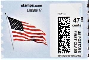 Stamp, Stars and Stripes Flag, Personalized and Private Mail Stamps,  , Flags