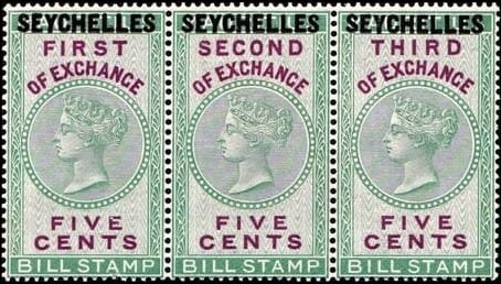 Se-tenant, Queen Victoria (1819-1901) - se-tenant, Seychelles- Revenue Stamps,  , Crowns and Coronets, Famous People, Heads of State, Queens, Royalty, Women