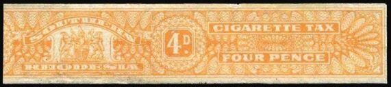 Stamp, Banderole with coat of arms, Southern Rhodesia- Revenue Stamps,  , Coats of Arms, Tobacco Smoking