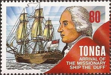 Stamp, Arrival of the missionary ship the Duff, Tonga,  