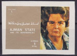 Stamp, Juliana (1909-2004), Queen of the Netherlands, Ajman,  , Famous People, Heads of State, Queens, Royalty, Women