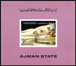 Mini Sheet, Stars and Stripes on the moon, Ajman,  , Astronauts, Moon, Moon Landing, Space Traveling