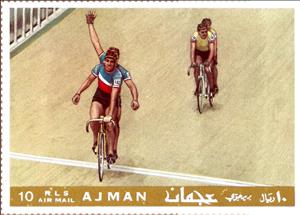 Stamp, Tandem Racing, Ajman,  , Cycling, Olympic Games, Sports