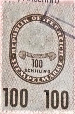 Stamp, Stempelmarke 100 Schilling, Austria- Revenue Stamps,  , Eagles, Seals (Emblems)