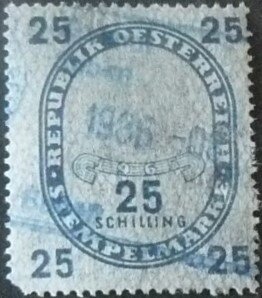 Stamp, Stempelmarke 25 Schilling, Austria- Revenue Stamps,  , Eagles, Seals (Emblems)