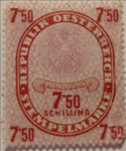 Stamp, Stempelmarke 7,50 Schilling, Austria- Revenue Stamps,  , Eagles, Seals (Emblems)