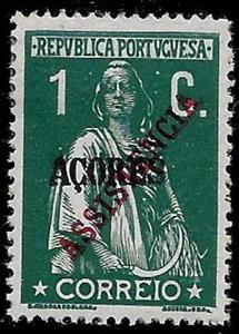 Stamp, Ceres Issue of Portugal 2nd Overprint ASSISTENCIA, Azores,  , Agriculture, Crops, Gods and goddesses, Mythology, Tools