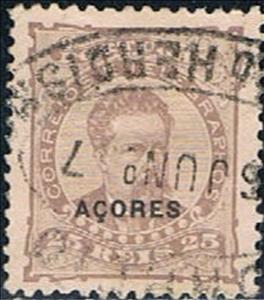 Stamp, King Luis I - overprinted ACORES, Azores,  , Famous People, Heads of State, Kings, Men, Royalty